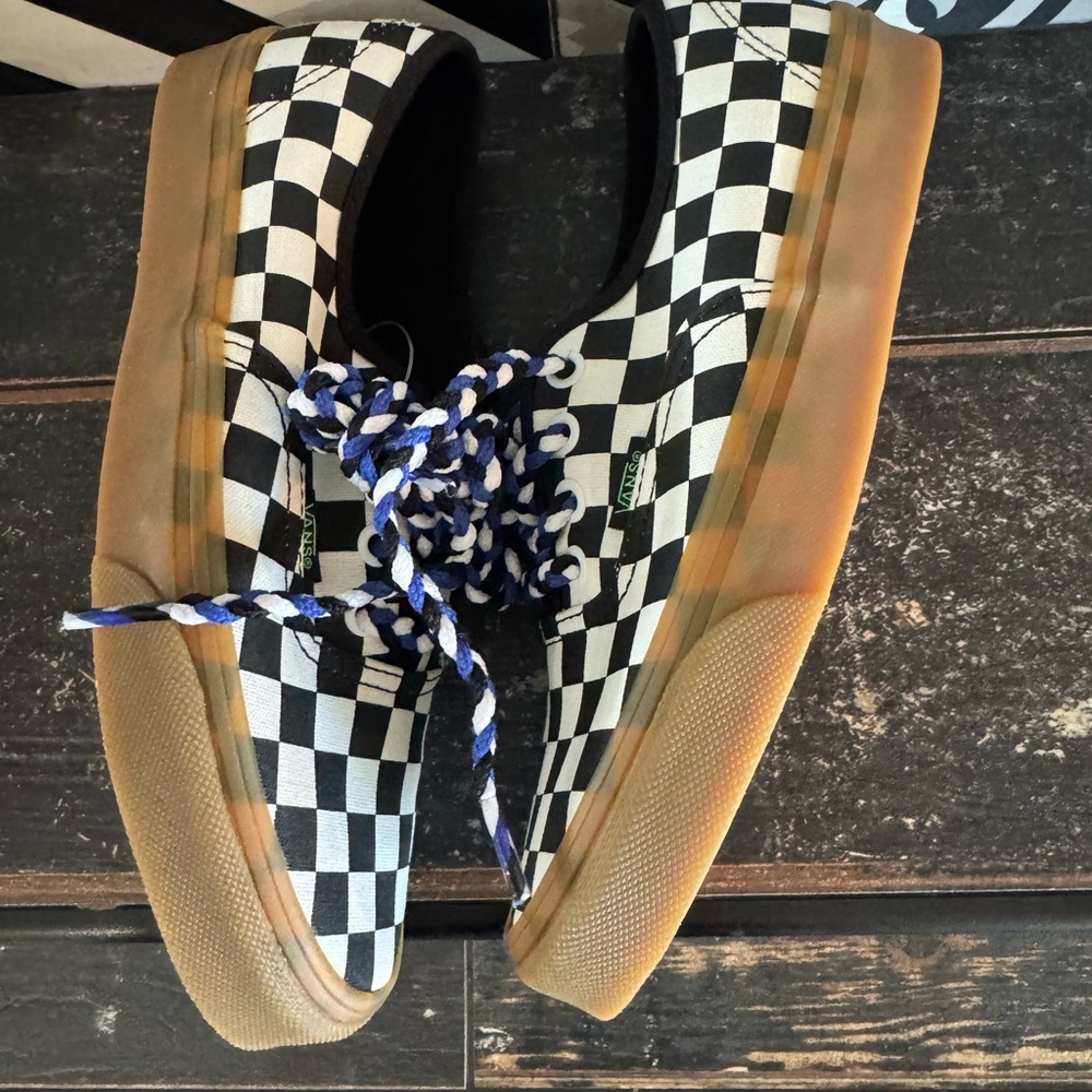 Vans classic Checkered Sneakers😎Black and White with cool laces-unisex,zoom in: - Picture 4 of 9